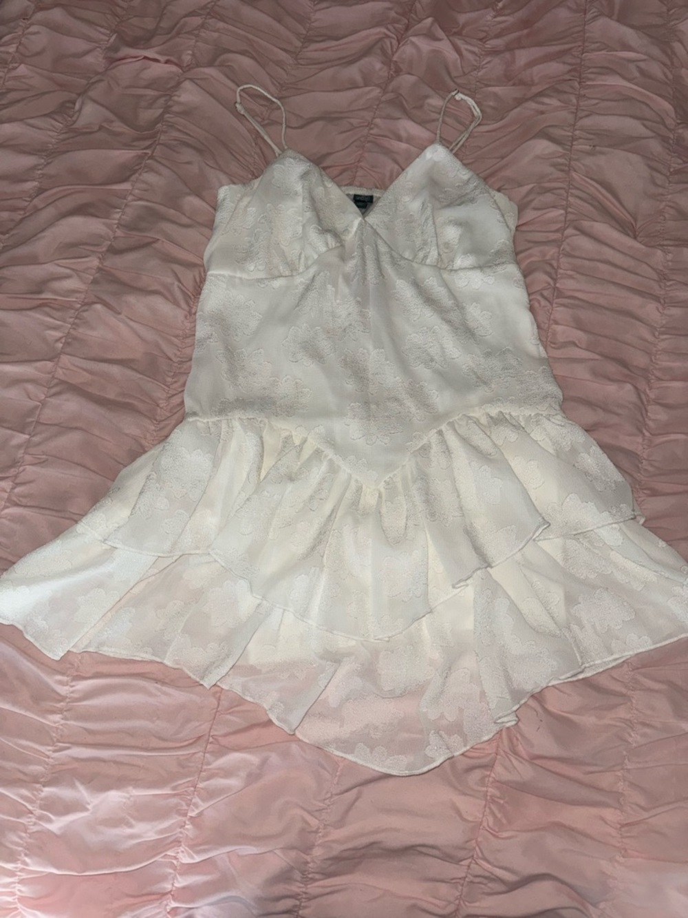 wild fable White fairy core Ruffle and floral Mini Dress🤍